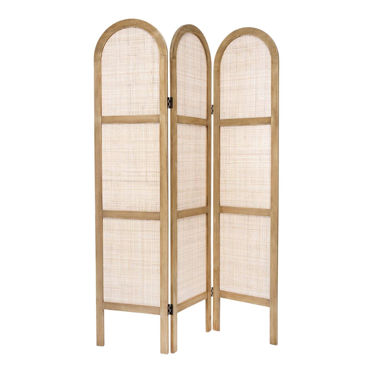 Paravento arrotondato Canna e rattan, H.170 cm Beige