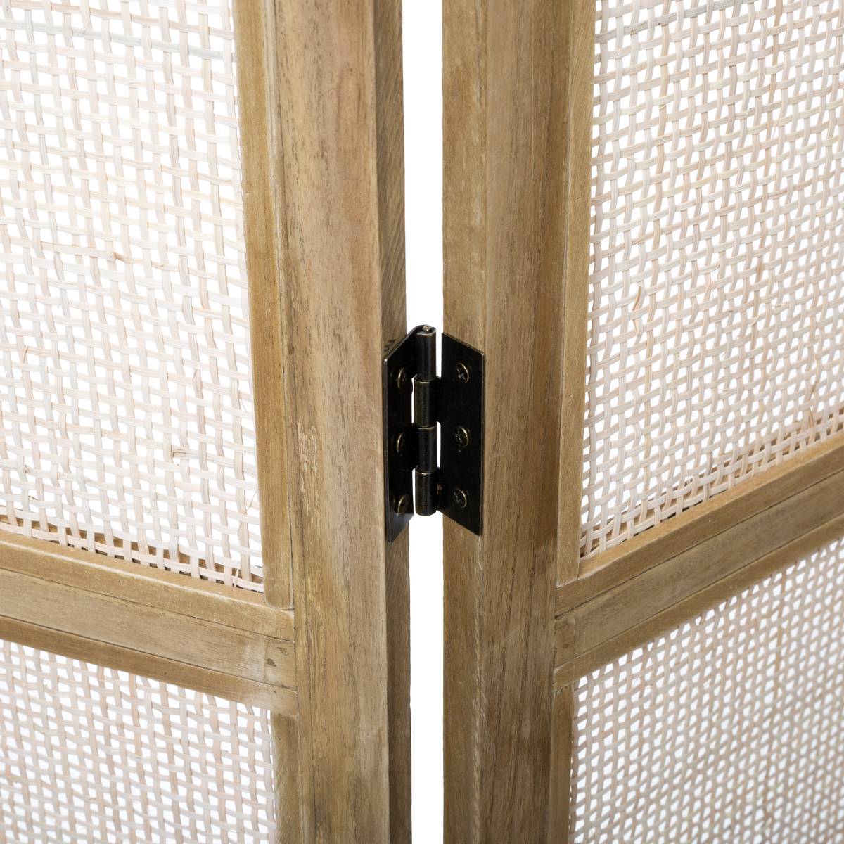 Paravento arrotondato Canna e rattan, H.170 cm Beige