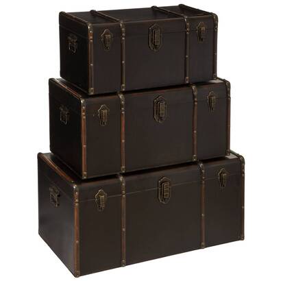 Set di 3 bauli "british flower" nero, l.61/71/81 cm