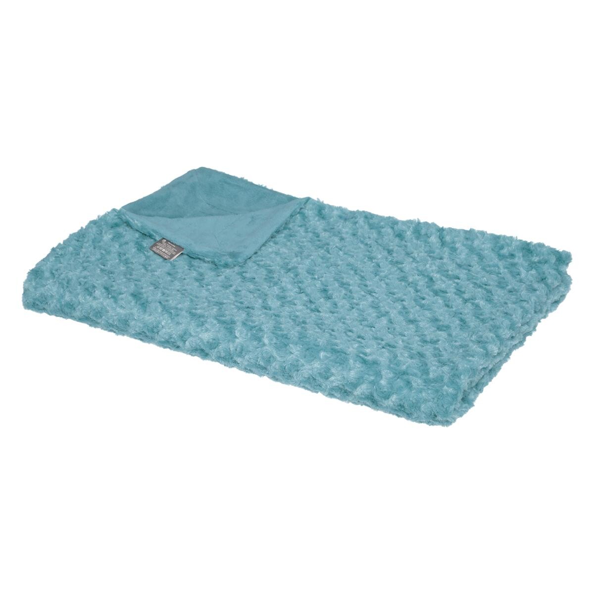 Plaid "Bouclette" in finta pelliccia Blu tempesta, 120x160 cm Blu tempesta