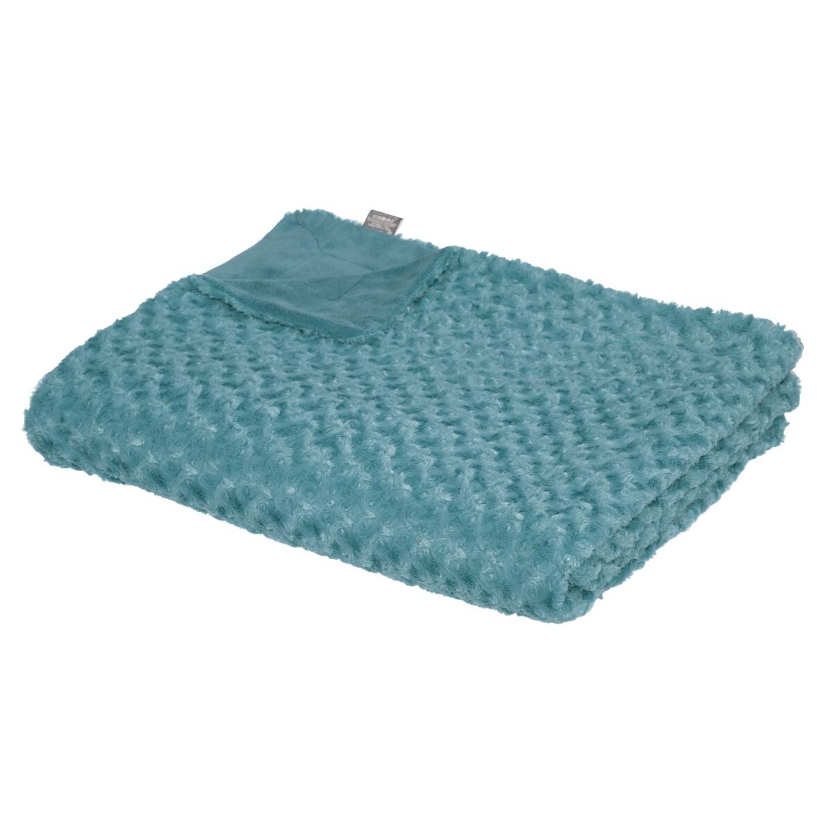 Plaid "Bouclette" in finta pelliccia Blu tempesta, 180x230 cm Blu tempesta