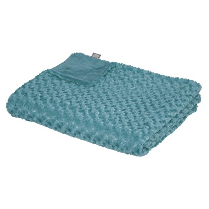 Plaid "bouclette" in finta pelliccia blu tempesta, 180x230 cm