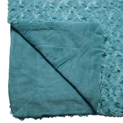 Plaid "bouclette" in finta pelliccia blu tempesta, 180x230 cm