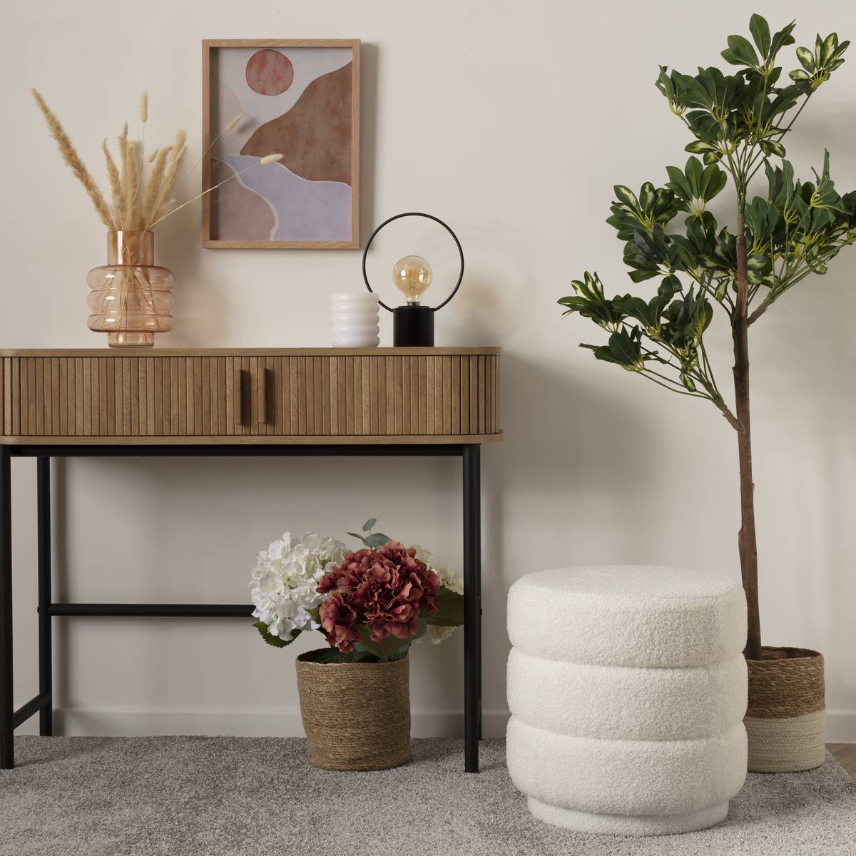 Pouf "Sinan" Bouclette, Bianco Bianco