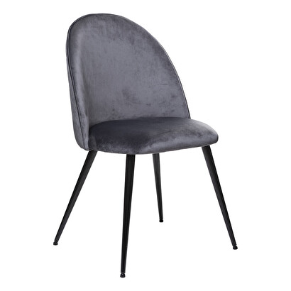 Sedia "slano", gambe in metallo nero velluto, grigio topo