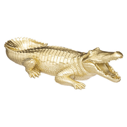 Statuetta coccodrillo dorato, h.11 cm