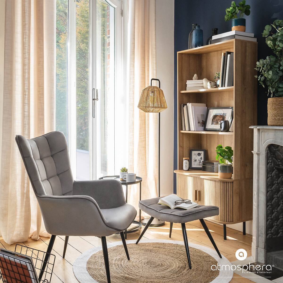 Libreria 2 ante "Colva" Effetto rovere, 80x180 cm Legno naturale