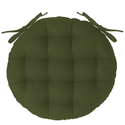 Cuscino rotondo per sedia verde kaki, d.38 cm