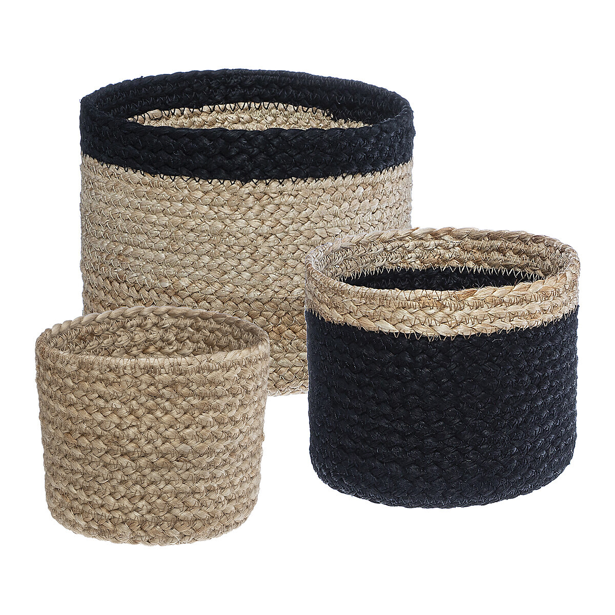 Set di 3 cesti, juta Nero, D.11/16/19 cm Nero