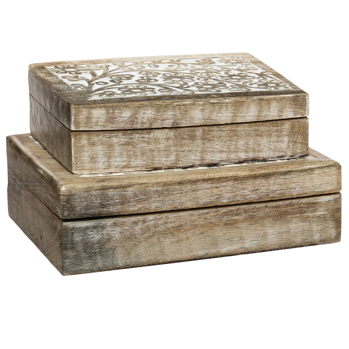 Set di 2 Scatole Decorative "Ritual" Legno di mango, L.21/25 cm Legno naturale