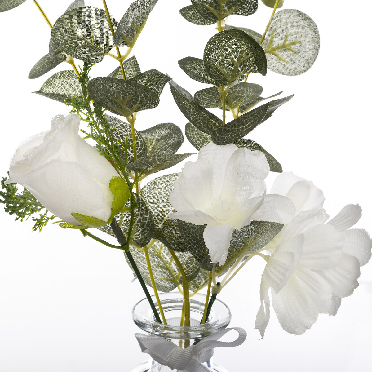 Composizione di eucalipto artificiale con vaso H.39 cm Bianco