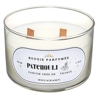 Candela profumata "snow" patchouli, 470g
