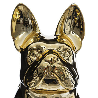 Statuetta "bulldog", ceramica dorato, h.19 cm