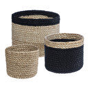 Set di 3 cesti, juta Nero, D.11/16/19 cm Nero