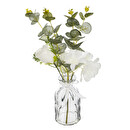 Composizione di eucalipto artificiale con vaso H.39 cm Bianco