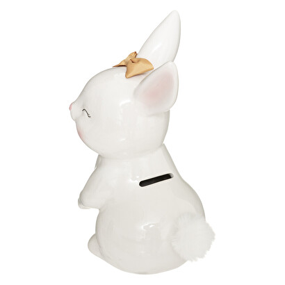 Salvadanaio per bambini "coniglio" bianco, h.22 cm