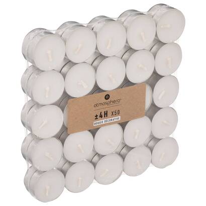 Set di 50 candele tealight bianco, 11g