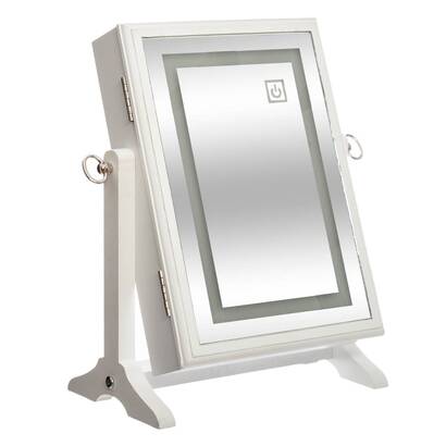 Armadio portagioie led, legno bianco, 26x35 cm