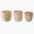 Set di 3 vasi Rattan, D.24/25/34 cm Legno naturale