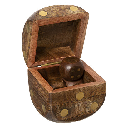 Gioco di dadi legno di mango, 6,5x6,5 cm