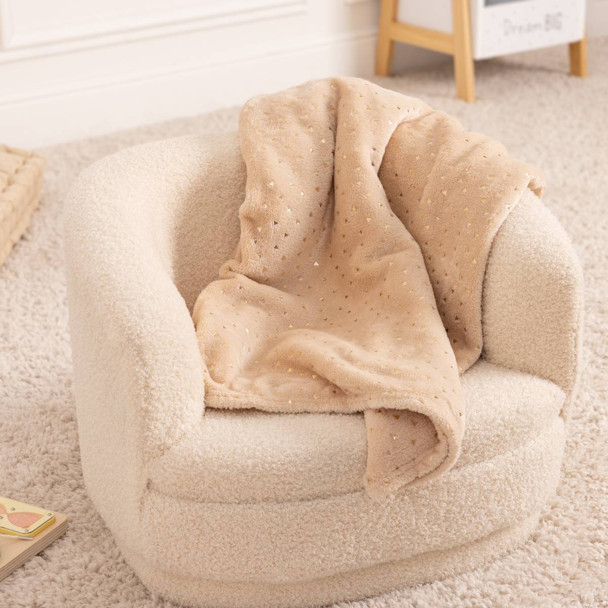 Plaid "Berlingot" Flanella Beige, 75x100 cm Beige