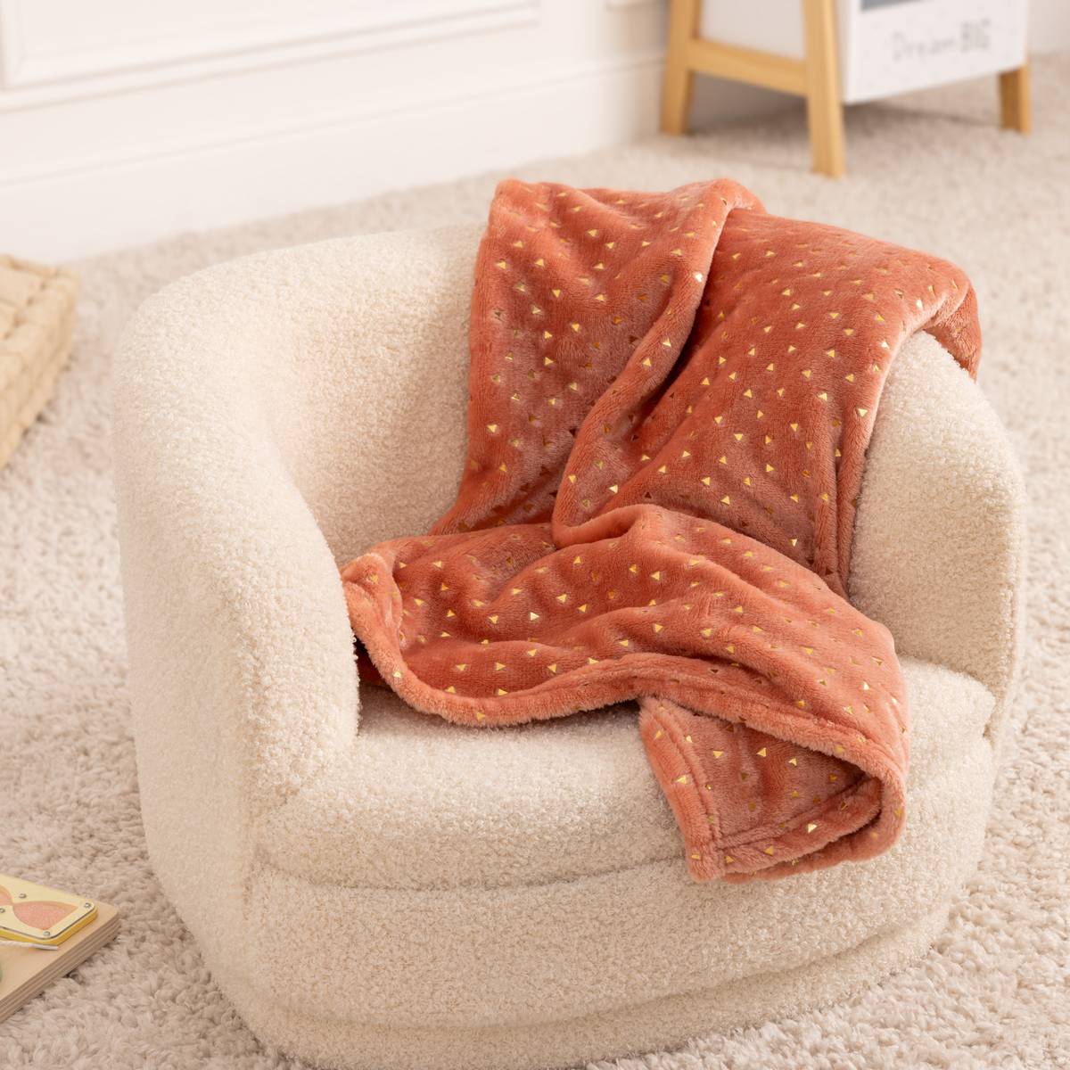 Plaid "Berlingot" Flanella Rosa terracotta, 75x100 cm Rosa terracotta