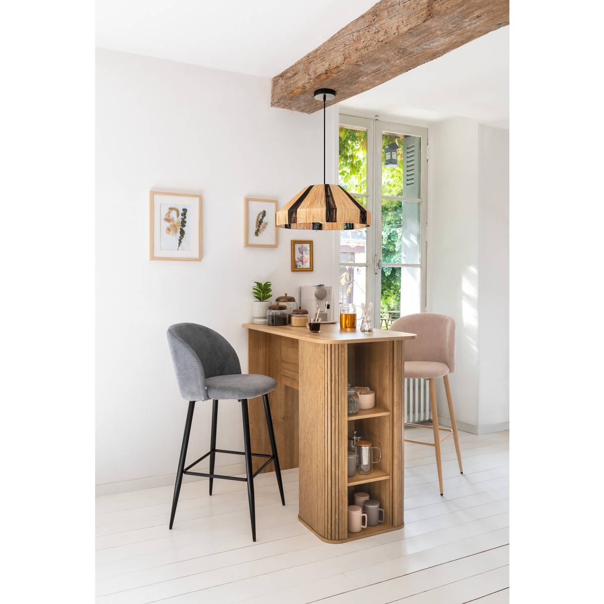 Sgabello da bar "Celeste" Velluto a coste, Beige Beige