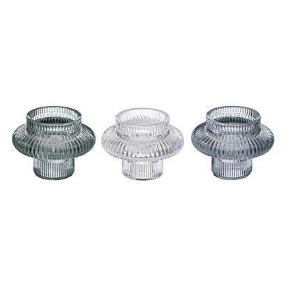 Set di 3 candelabri "night" grigio, d.8 cm