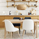 Sedia "Slano", gambe effetto rovere Bouclette, Bianco Bianco