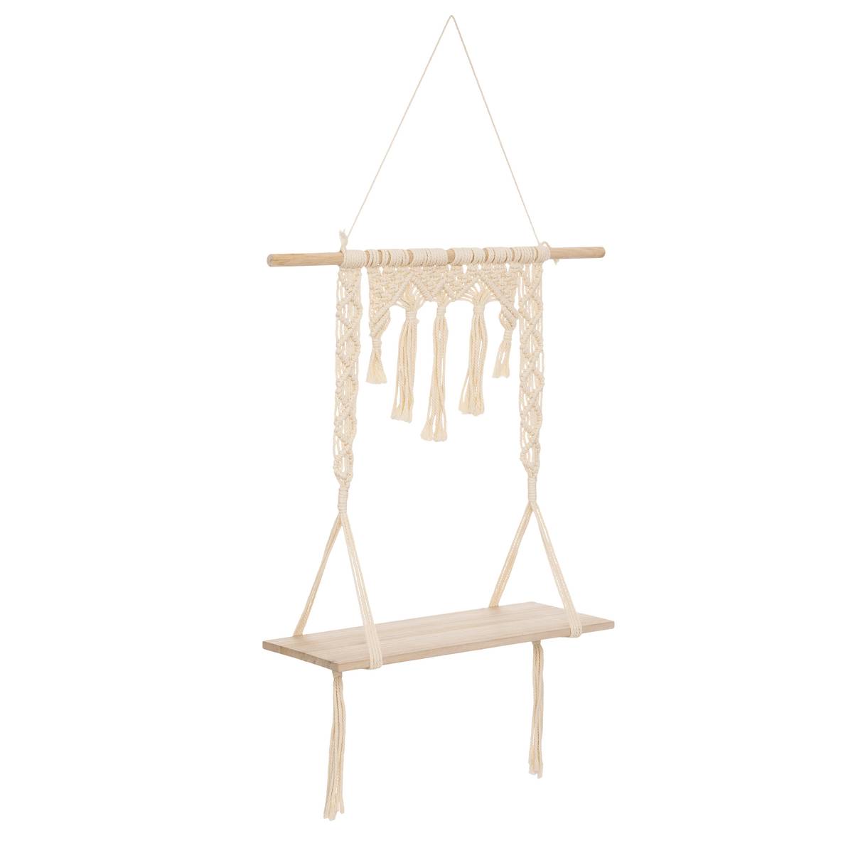 Mensola da Parete in Macramè Bianco avorio, 60x80 cm Bianco avorio