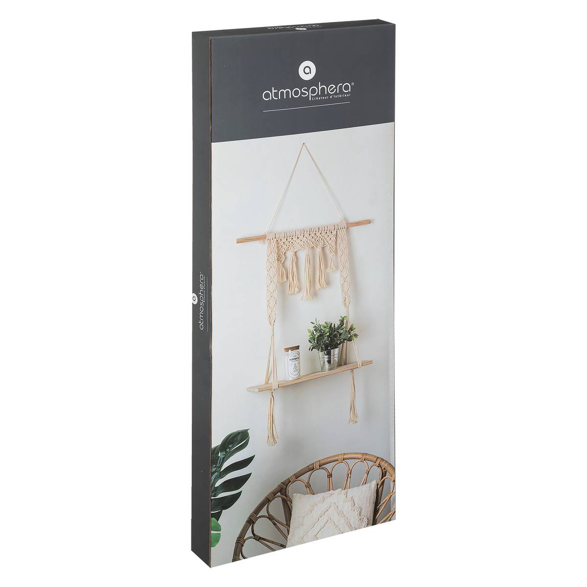 Mensola da Parete in Macramè Bianco avorio, 60x80 cm Bianco avorio