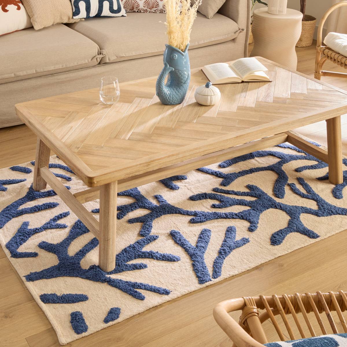 Tavolino da caffè "Aeris" Acacia, 130x70 cm Legno naturale