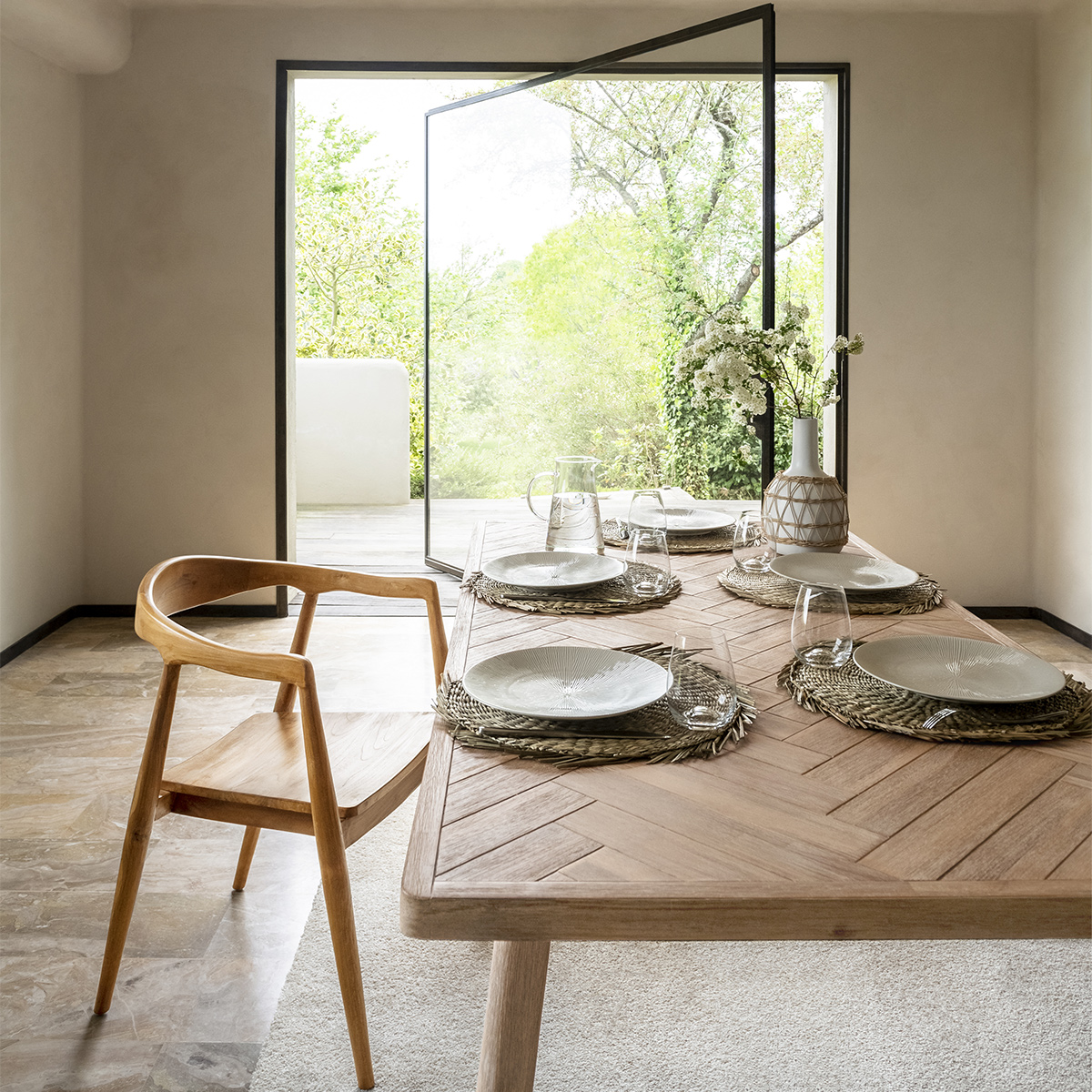 Tavolo da pranzo allungabile "Aeris" Acacia, L.180-220 cm Legno naturale
