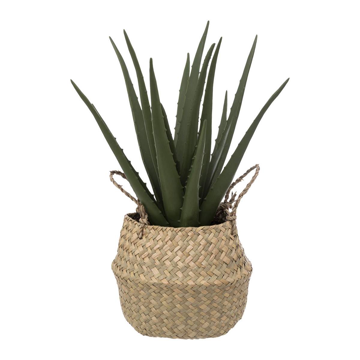 Aloe Vera artificiale Vaso di canna, H.40 cm Legno naturale