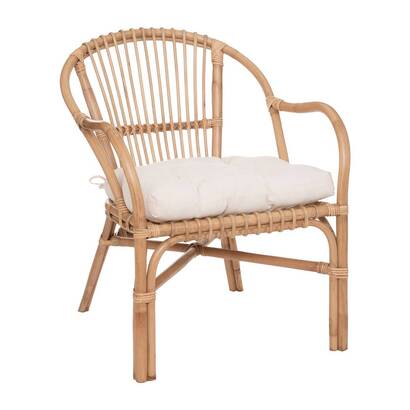 Poltrona "neta" rattan, tessuto bianco
