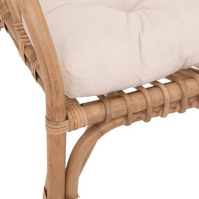 Poltrona "neta" rattan, tessuto bianco