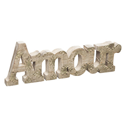 Parola decorativa "amore" legno di mango, 30x10 cm
