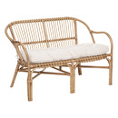 Panca "Neta" 2 posti, Rattan, Tessuto bianco Bianco