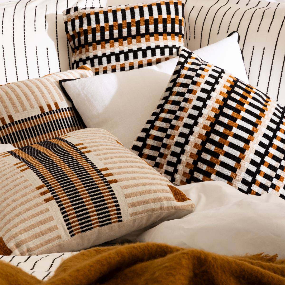 Cuscino "Linah", cotone Bianco, 45x45 cm Bianco