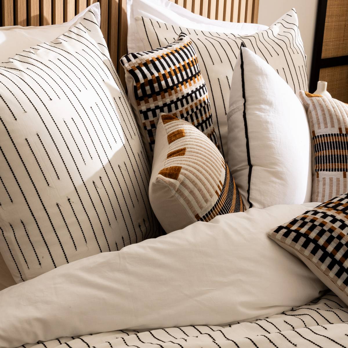 Cuscino "Linah", cotone Bianco, 45x45 cm Bianco