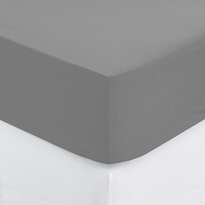 Lenzuolo con angoli, percalle grigio, 90x190 cm