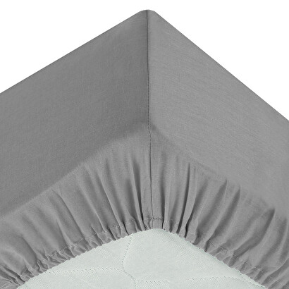 Lenzuolo con angoli, percalle grigio, 90x190 cm