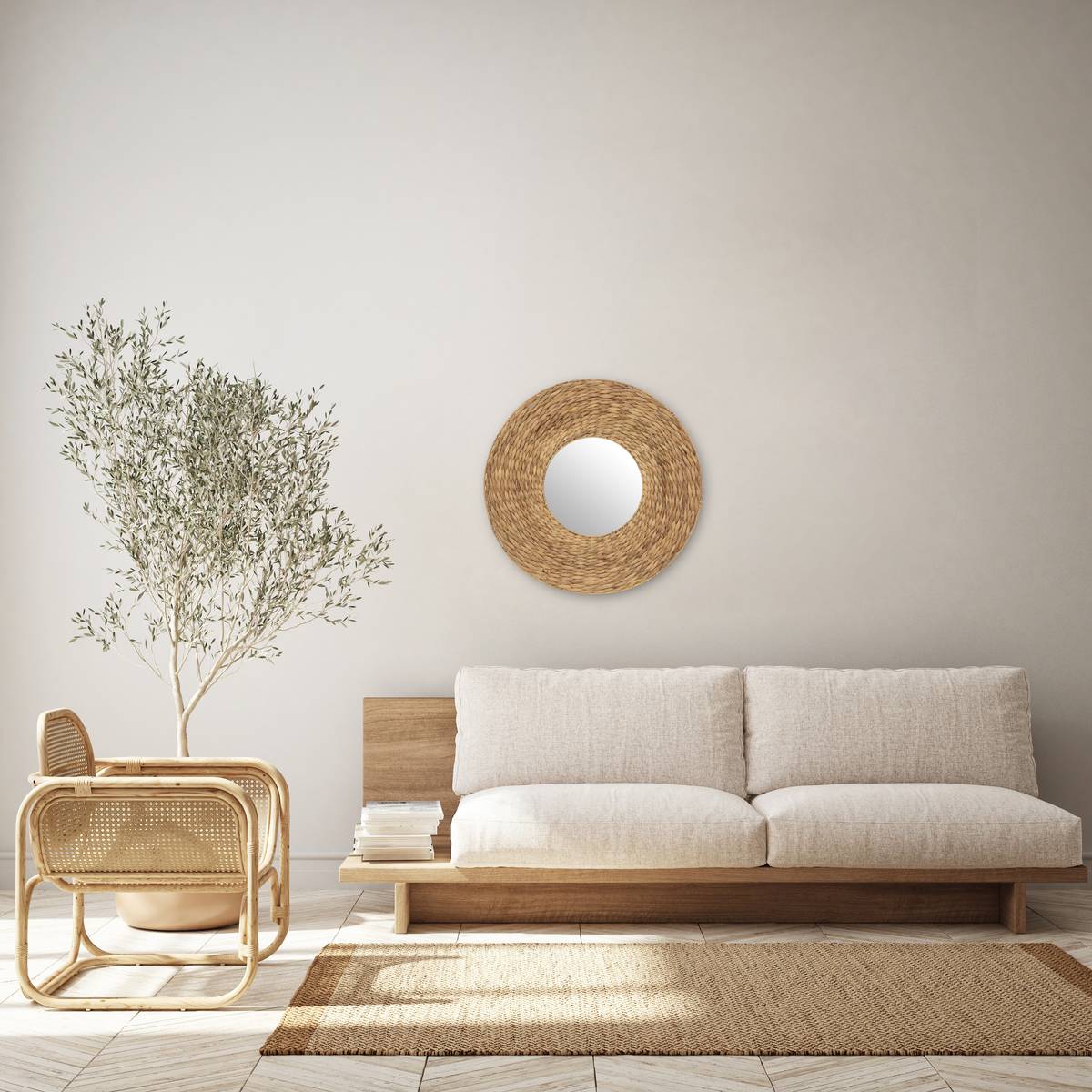 Specchio "Lorena" D.75 cm Beige