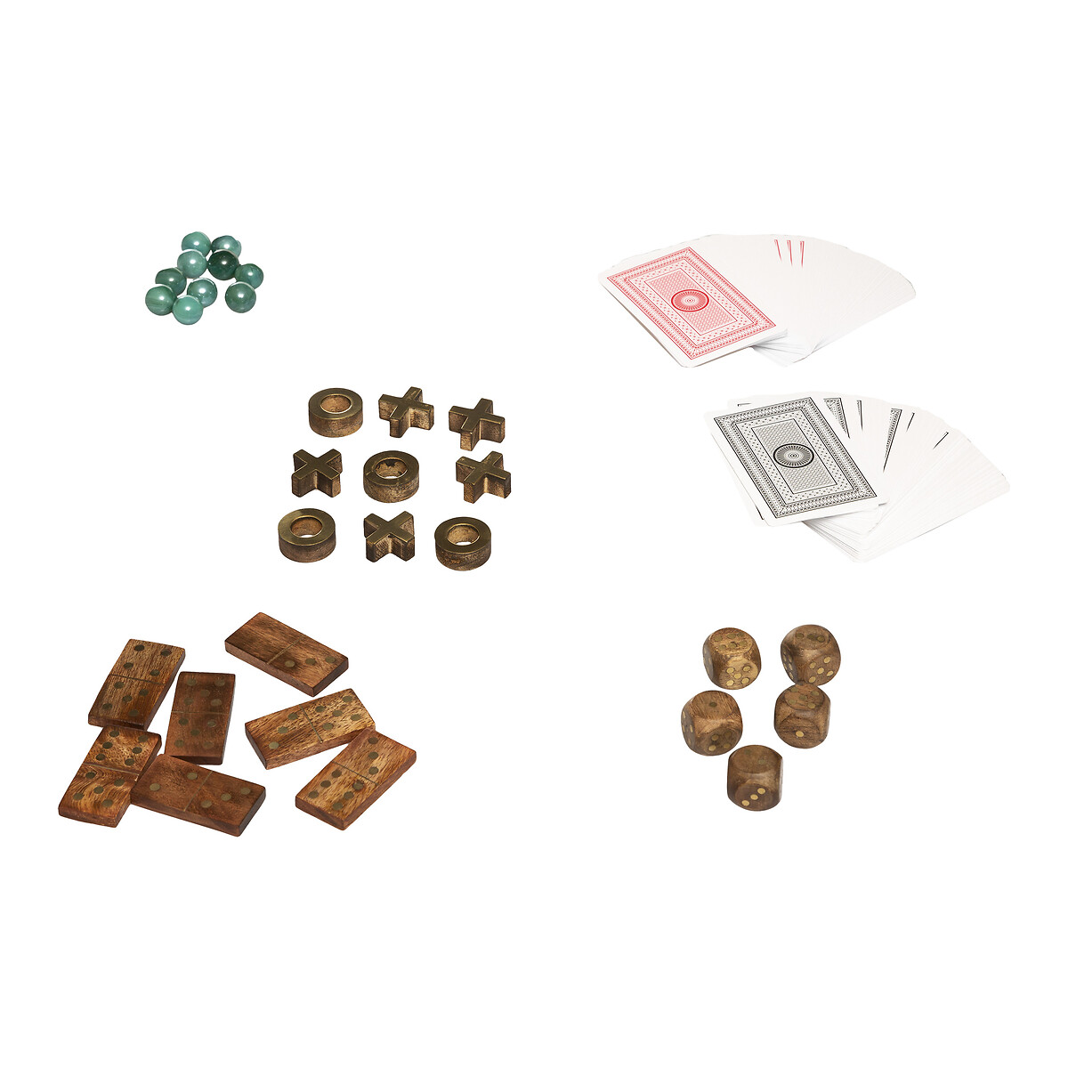 Scatola multi-gioco "Ines" Legno di mango, H.6 cm Marrone