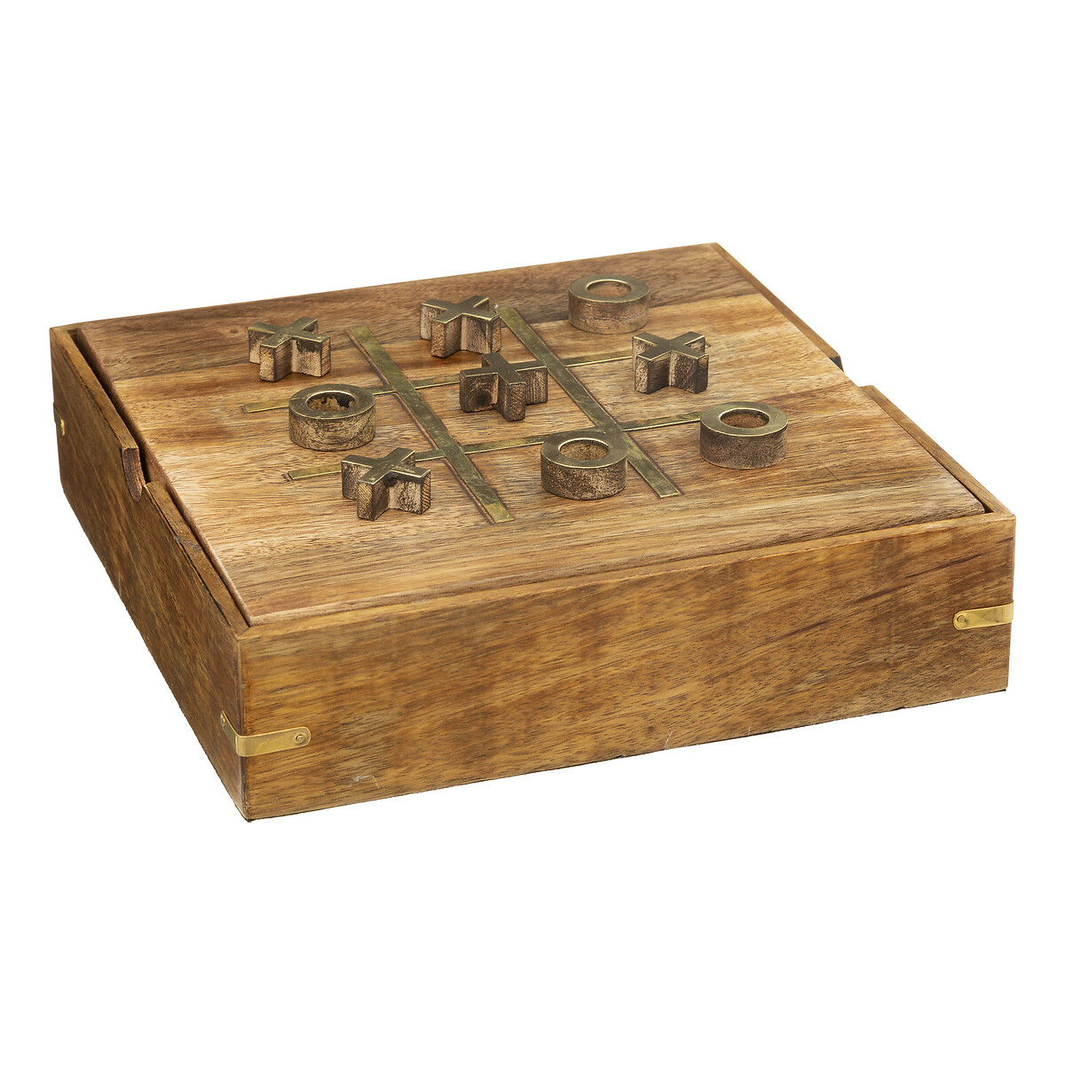 Scatola multi-gioco "Ines" Legno di mango, H.6 cm Marrone
