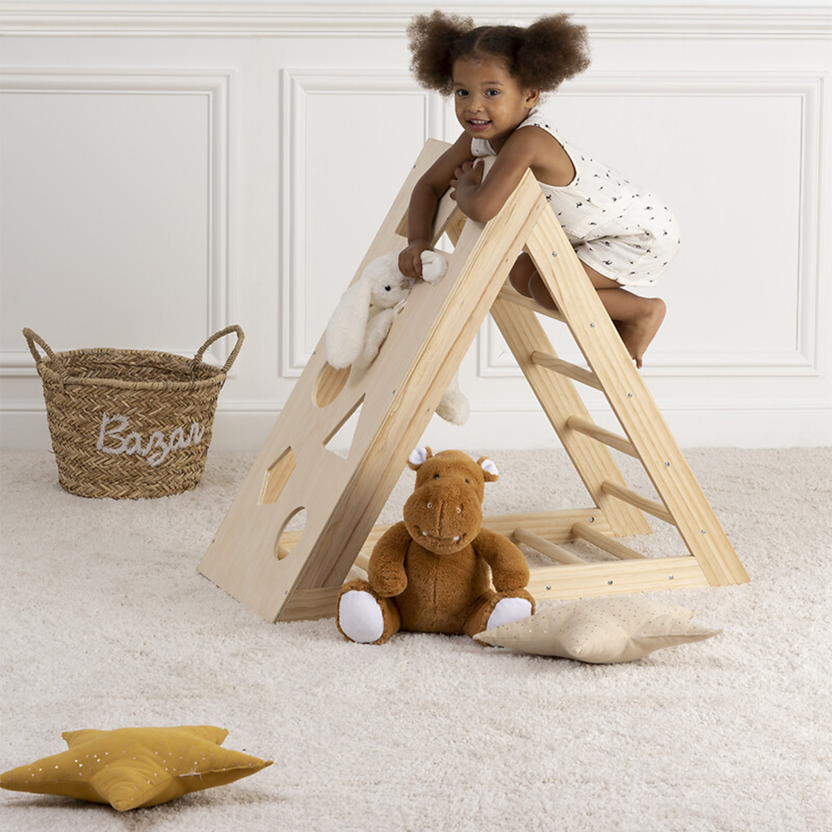 Triangolo da arrampicata per bambini Pino, 78x43,5 cm Legno naturale