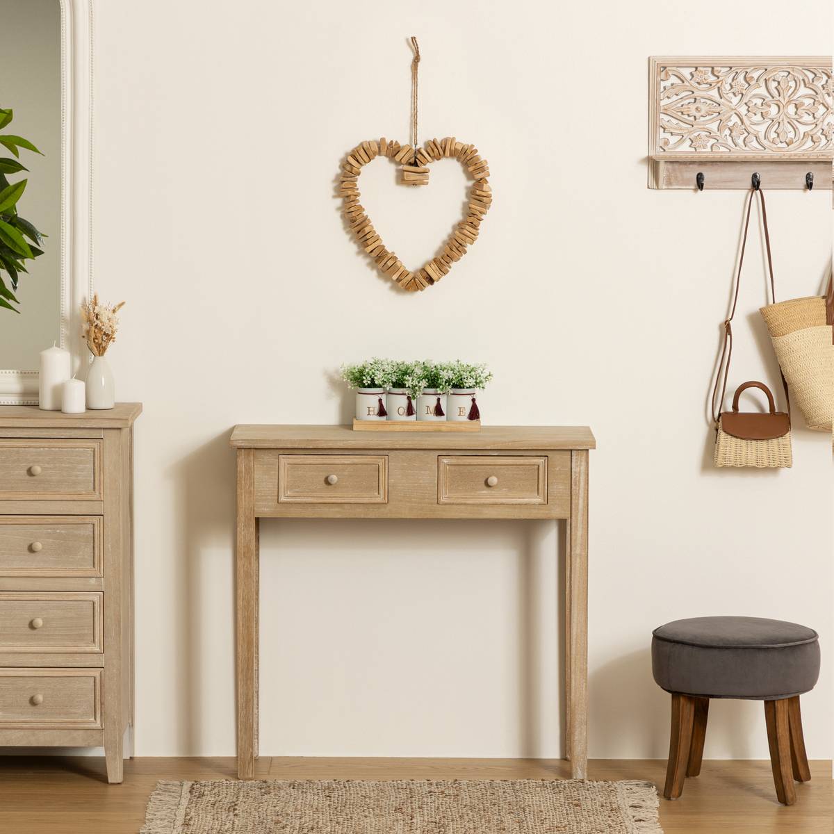 Decorazione da parete "Agnes" Faggio, H.35 cm Legno naturale