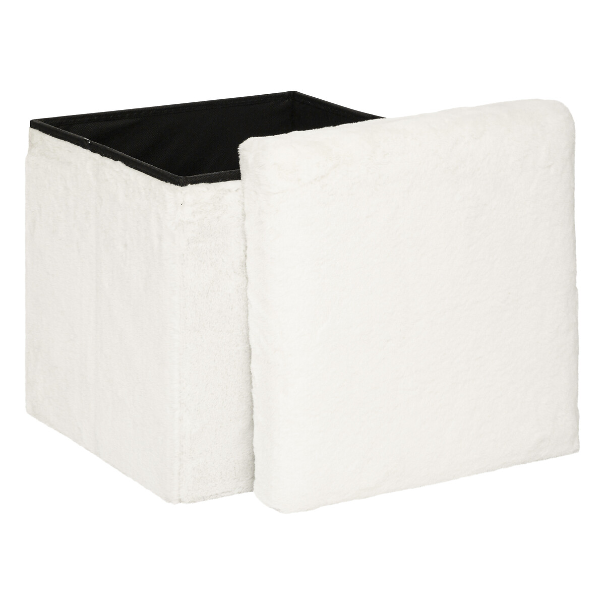 Pouf pieghevole "Ezzio" Pelliccia bianca Bianco