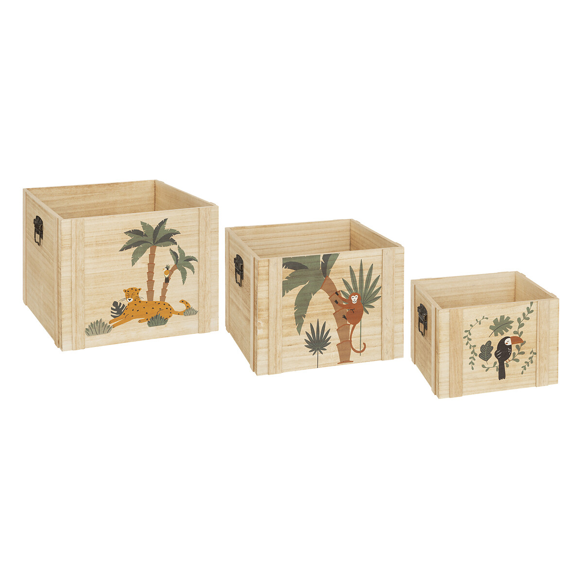 Set di 3 cassette per bambini "Giungla" 3 pezzi Beige