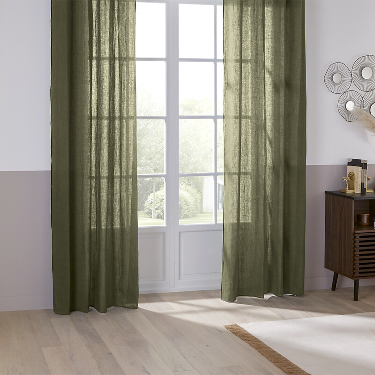 Tenda "Linah", Lino Verde kaki, 130x260 cm Verde cachi